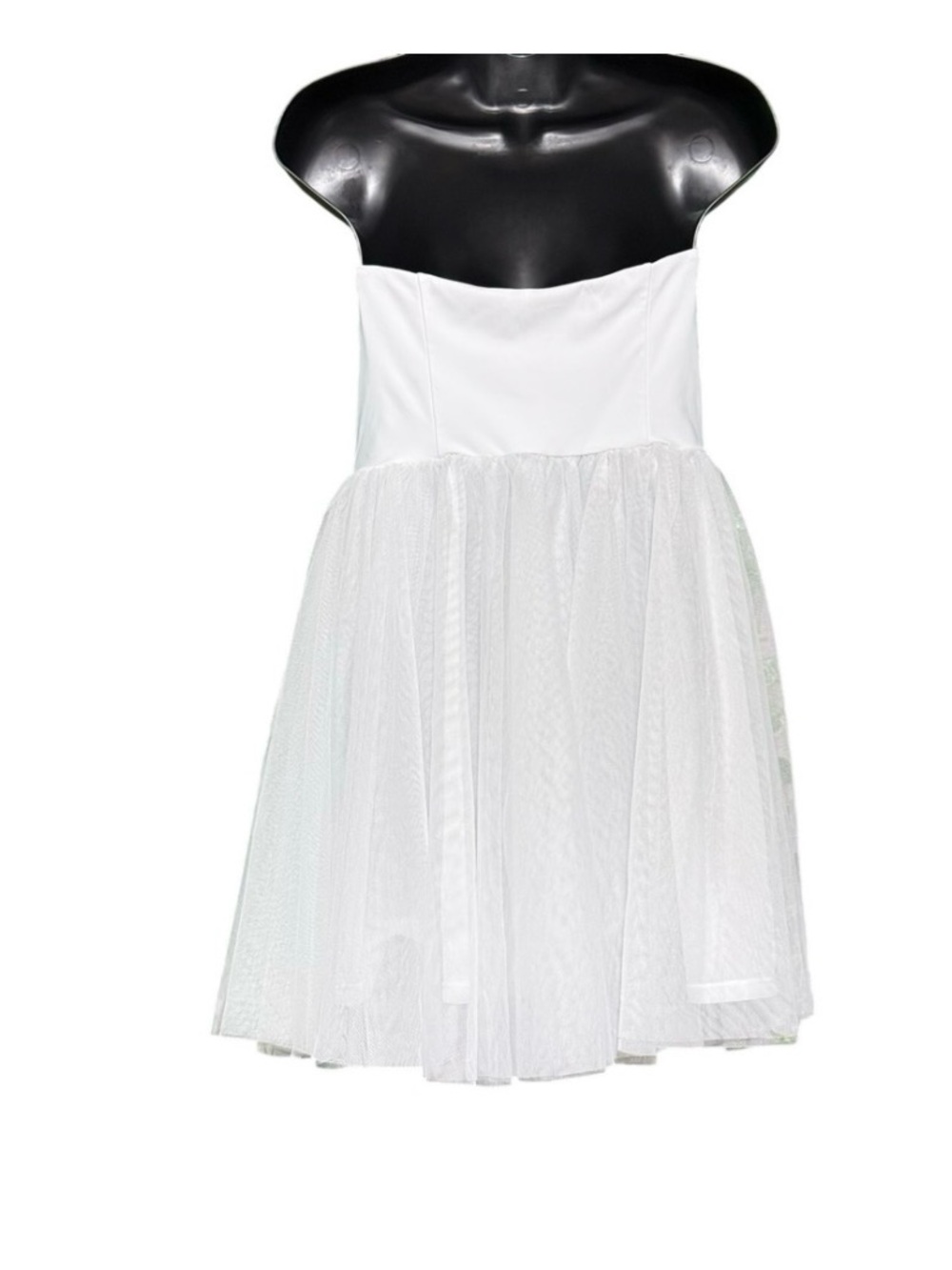 Halara White Tube Backless Tiered Mesh Mini Cocktail Dress Medium - Picture 3 of 4